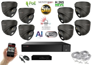 MS AI Hybrid light IP 8 kamerový set se switchem 5 Mpix GDome (6142K8B)