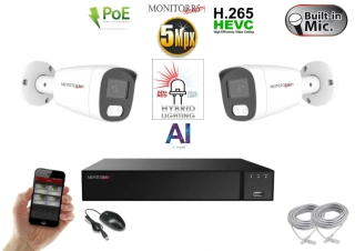Monitorrs Security AI Hybrid light IP 2 kamerový set 5 Mpix WTube (6143K2)