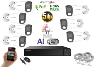 Monitorrs Security AI Hybrid light IP 7 kamerový set 5 Mpix WTube (6143K7)