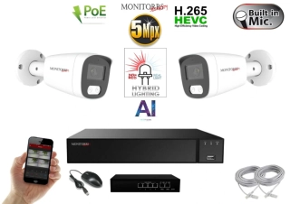 MS AI Hybrid light IP 2 kamerový set se switchem 5 Mpix WTube (6143K2B)