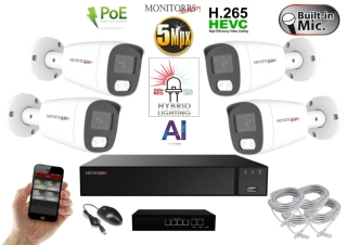 MS AI Hybrid light IP 4 kamerový set se switchem 5 Mpix WTube (6143K4B)