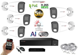 MS AI Hybrid light IP 5 kamerový set se switchem 5 Mpix WTube (6143K5B)