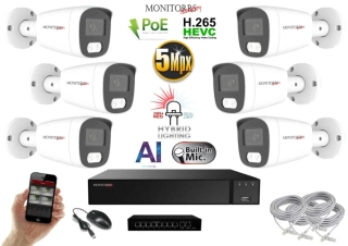 MS AI Hybrid light IP 6 kamerový set se switchem 5 Mpix WTube (6143K6B)