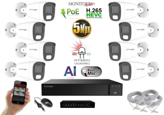 MS AI Hybrid light IP 8 kamerový set se switchem 5 Mpix WTube (6143K8B)