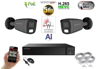 Monitorrs Security AI Hybrid light IP 2 kamerový set 5 Mpix GTube (6144K2)