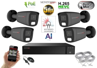 Monitorrs Security AI Hybrid light IP 4 kamerový set 5 Mpix GTube (6144K4)
