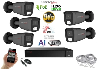 Monitorrs Security AI Hybrid light IP 5 kamerový set 5 Mpix GTube (6144K5)