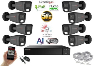Monitorrs Security AI Hybrid light IP 8 kamerový set 5 Mpix GTube (6144K8)