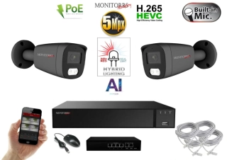 MS AI Hybrid light IP 2 kamerový set se switchem 5 Mpix GTube (6144K2B)