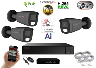 MS AI Hybrid light IP 3 kamerový set se switchem 5 Mpix GTube (6144K3B)