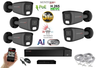 MS AI Hybrid light IP 5 kamerový set se switchem 5 Mpix GTube (6144K5B)
