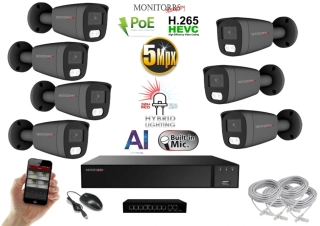 MS AI Hybrid light IP 7 kamerový set se switchem 5 Mpix GTube (6144K7B)