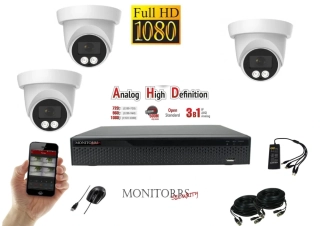 Monitorrs Security AHD 3 kamerový set 2 Mpix Dome (6196K3)