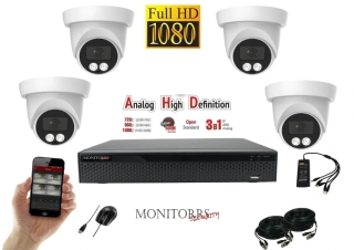 Monitorrs Security AHD 4 kamerový set 2 Mpix Dome (6196K4)