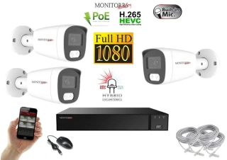 Monitorrs Security Hybrid Light IP 3 kamerový set 2 Mpix WTube (6213K3)
