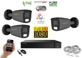 Monitorrs Security Hybrid Light IP 3 kamerový set 2 Mpix GTube (6214K3)