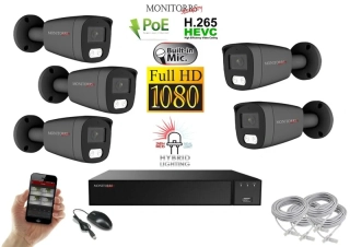Monitorrs Security Hybrid Light IP 5 kamerový set 2 Mpix GTube (6214K5)