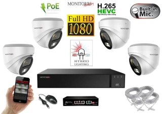 MS Hybrid Light IP 4 kamerový set se switchem 2 Mpix WDome (6211K4B)