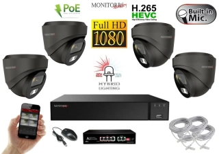 MS Hybrid Light IP 4 kamerový set se switchem 2 Mpix GDome (6212K4B)