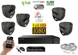 MS Hybrid Light IP 5 kamerový set se switchem 2 Mpix GDome (6212K5B)