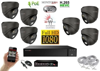 MS Hybrid Light IP 7 kamerový set se switchem 2 Mpix GDome (6212K7B)