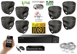 MS Hybrid Light IP 8 kamerový set se switchem 2 Mpix GDome (6212K8B)