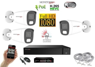 MS Hybrid Light IP 3 kamerový set se switchem 2 Mpix WTube (6213K3B)