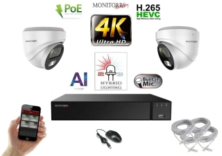 Monitorrs Security AI Hybrid Light IP 2 kamerový set 8 Mpix WDome (6481K2)