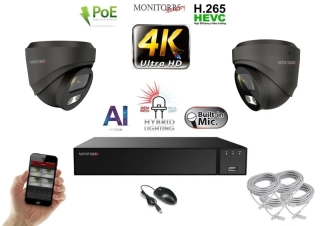Monitorrs Security AI Hybrid Light IP 2 kamerový set 8 Mpix GDome (6482K2)