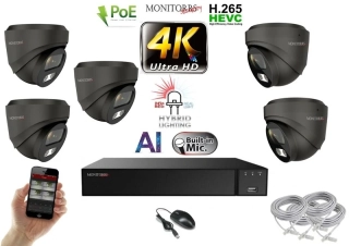 Monitorrs Security AI Hybrid Light IP 5 kamerový set 8 Mpix GDome (6482K5)