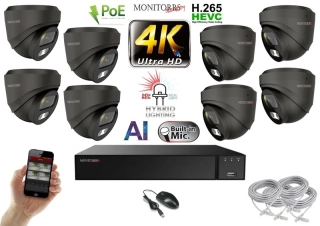 Monitorrs Security AI Hybrid Light IP 8 kamerový set 8 Mpix GDome (6482K8)