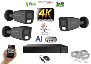 Monitorrs Security AI Hybrid Light IP 3 kamerový set 8 Mpix GTube (6483K3)