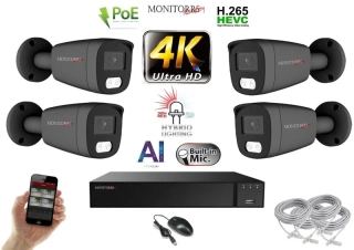 Monitorrs Security AI Hybrid Light IP 4 kamerový set 8 Mpix GTube (6483K4)