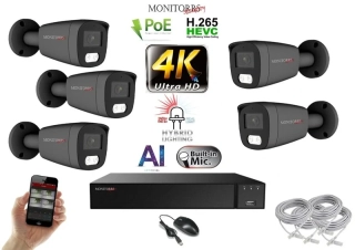 Monitorrs Security AI Hybrid Light IP 5 kamerový set 8 Mpix GTube (6483K5)