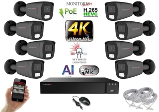 Monitorrs Security AI Hybrid Light IP 8 kamerový set 8 Mpix GTube (6483K8)