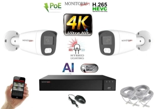 Monitorrs Security AI Hybrid Light IP 2 kamerový set 8 Mpix WTube (6484K2)
