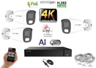 Monitorrs Security AI Hybrid Light IP 3 kamerový set 8 Mpix WTube (6484K3)