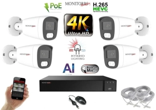 Monitorrs Security AI Hybrid Light IP 4 kamerový set 8 Mpix WTube (6484K4)