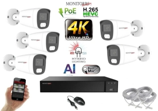 Monitorrs Security AI Hybrid Light IP 5 kamerový set 8 Mpix WTube (6484K5)