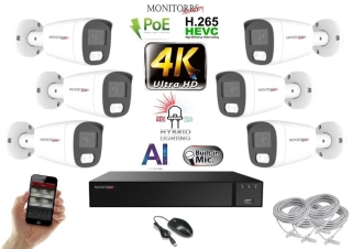 Monitorrs Security AI Hybrid Light IP 6 kamerový set 8 Mpix WTube (6484K6)