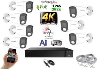 Monitorrs Security AI Hybrid Light IP 7 kamerový set 8 Mpix WTube (6484K7)