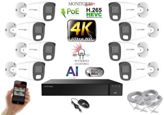 Monitorrs Security AI Hybrid Light IP 8 kamerový set 8 Mpix WTube (6484K8)