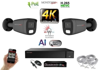 MS AI Hybrid Light IP 2 kamerový set se switchem 8 Mpix GTube (6483K2B)