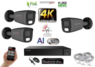 MS AI Hybrid Light IP 3 kamerový set se switchem 8 Mpix GTube (6483K3B)