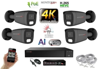 MS AI Hybrid Light IP 4 kamerový set se switchem 8 Mpix GTube (6483K4B)