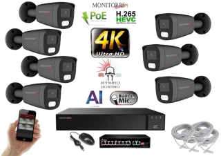 MS AI Hybrid Light IP 7 kamerový set se switchem 8 Mpix GTube (6483K7B)