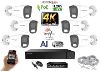 MS AI Hybrid Light IP 6 kamerový set se switchem 8 Mpix WTube (6484K6B)