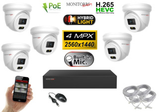 IP kamerový set Monitorrs Security 6032K5  s pěti 4Mpx PoE kamerami a NVR rekordérem