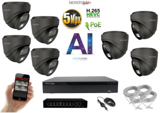 MS AI IP 7kamerový set se switchem 5 Mpix GDome (6371K7B)