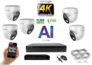 MS 4K IP 5 kamerový set se switchem 8 Mpix WDome (6376K5B)